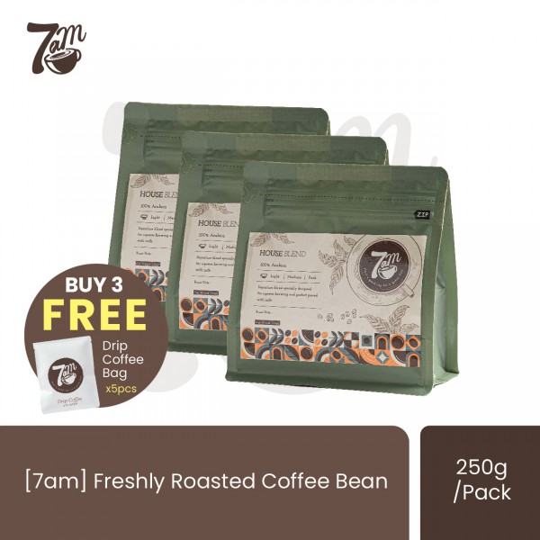 [7am] Freshly Roasted Coffee Bean | 3 Packs x 250g | FREE Drip Coffee x5s